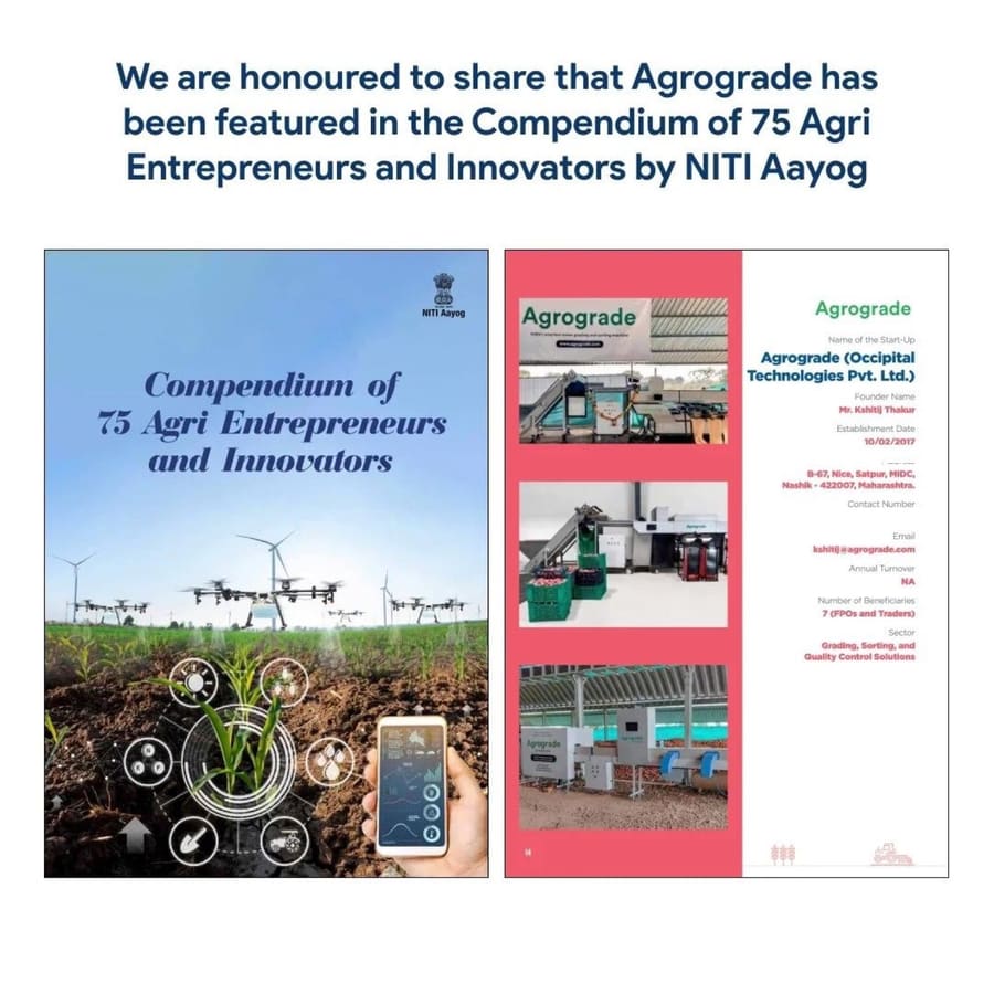 Agrograde featured in NITI Aayog's compendium of 75 agri entrepreneurs and innovators